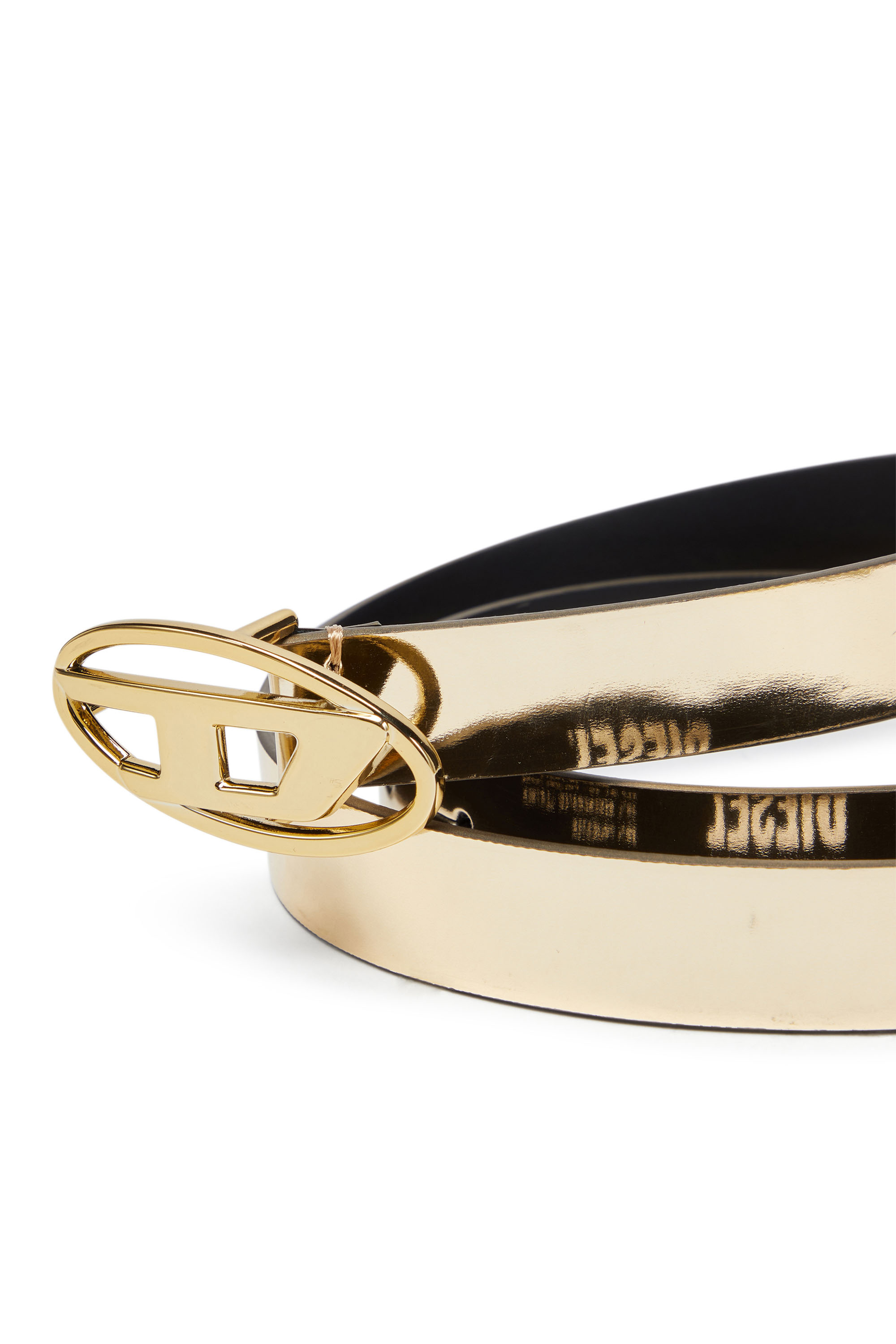 Diesel - B-1DR 20, Cintura 2 cm sottile metallizzata Donna in Oro - 3
