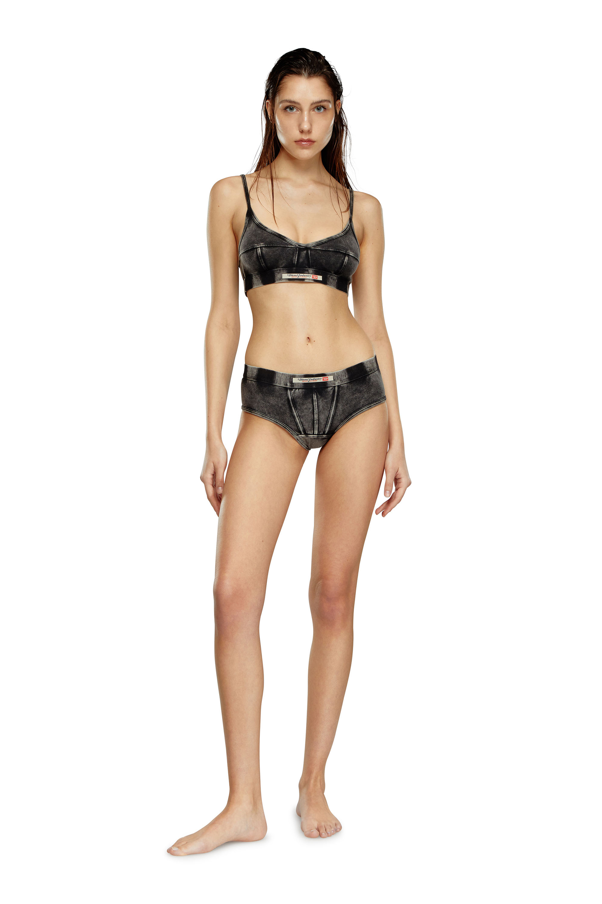 Diesel - UFPN-CLODIA, Slip in jersey effetto denim Donna in Nero - 1