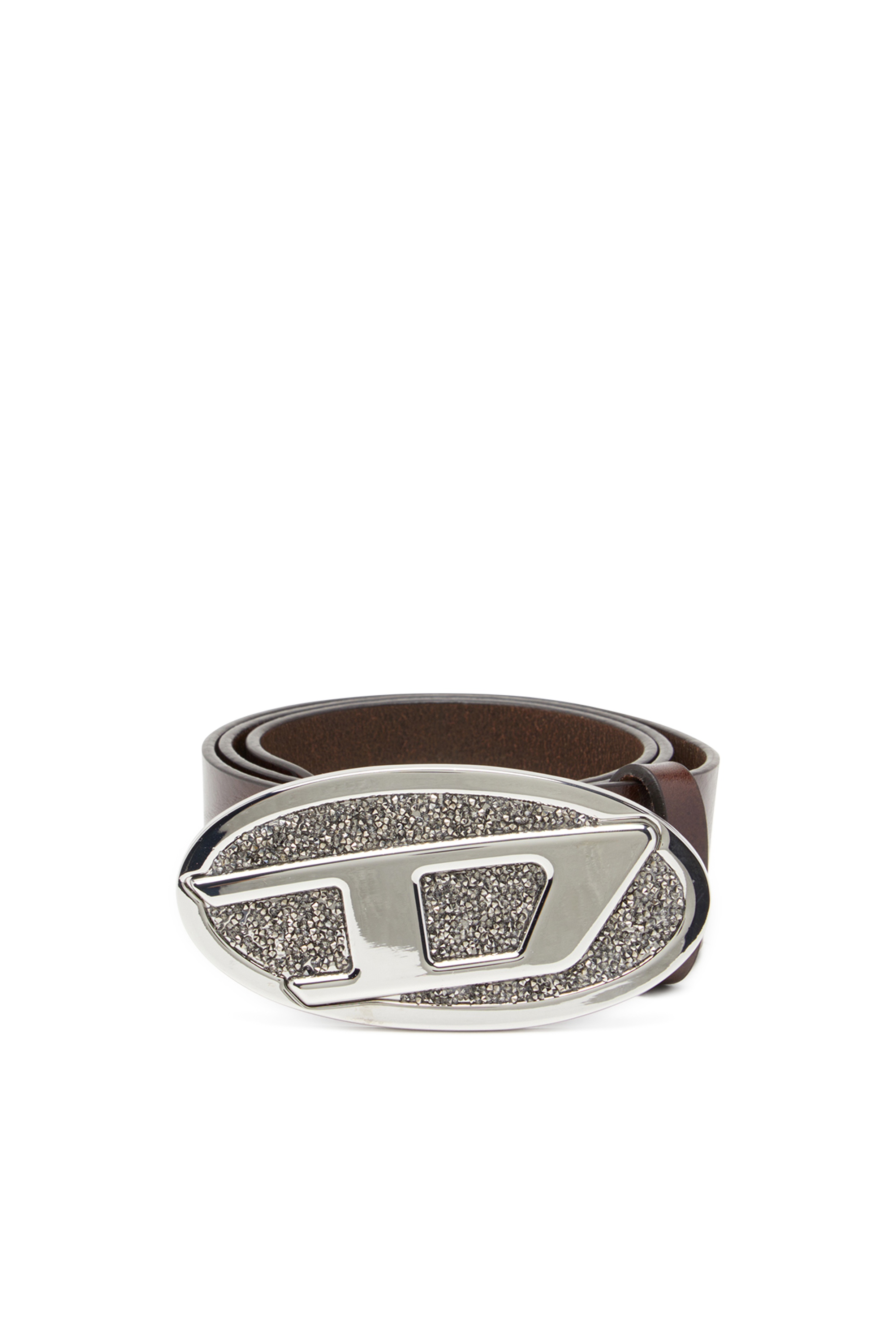 Diesel - B-1DR 2.0 FULL ROCKS, Cintura 4 cm in pelle con Oval D in strass Donna in Marrone - 1