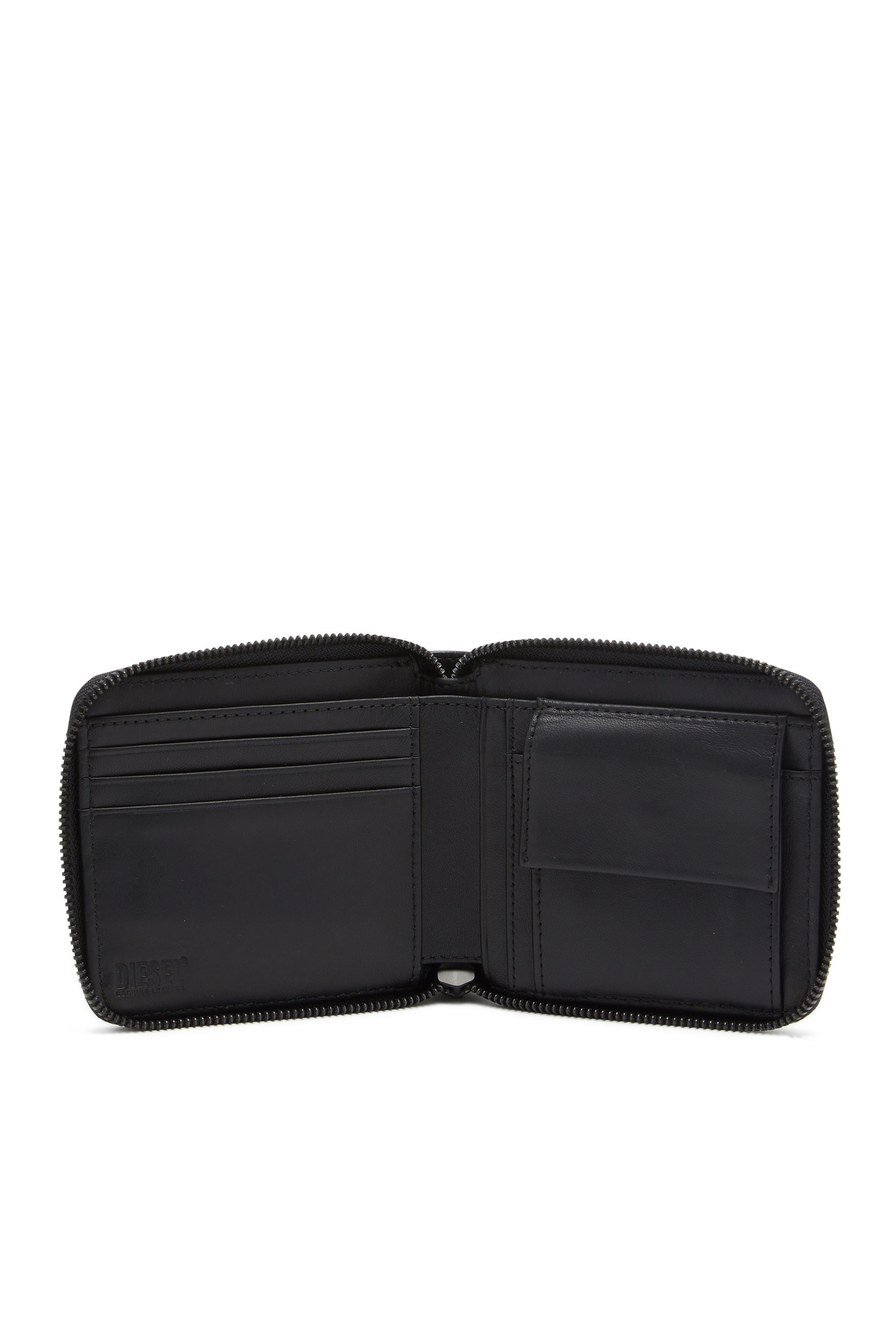 Diesel - DSL 3D BI-FOLD COIN ZIP XS, Portafoglio con zip in pelle con logo a rilievo Uomo in Nero - 3