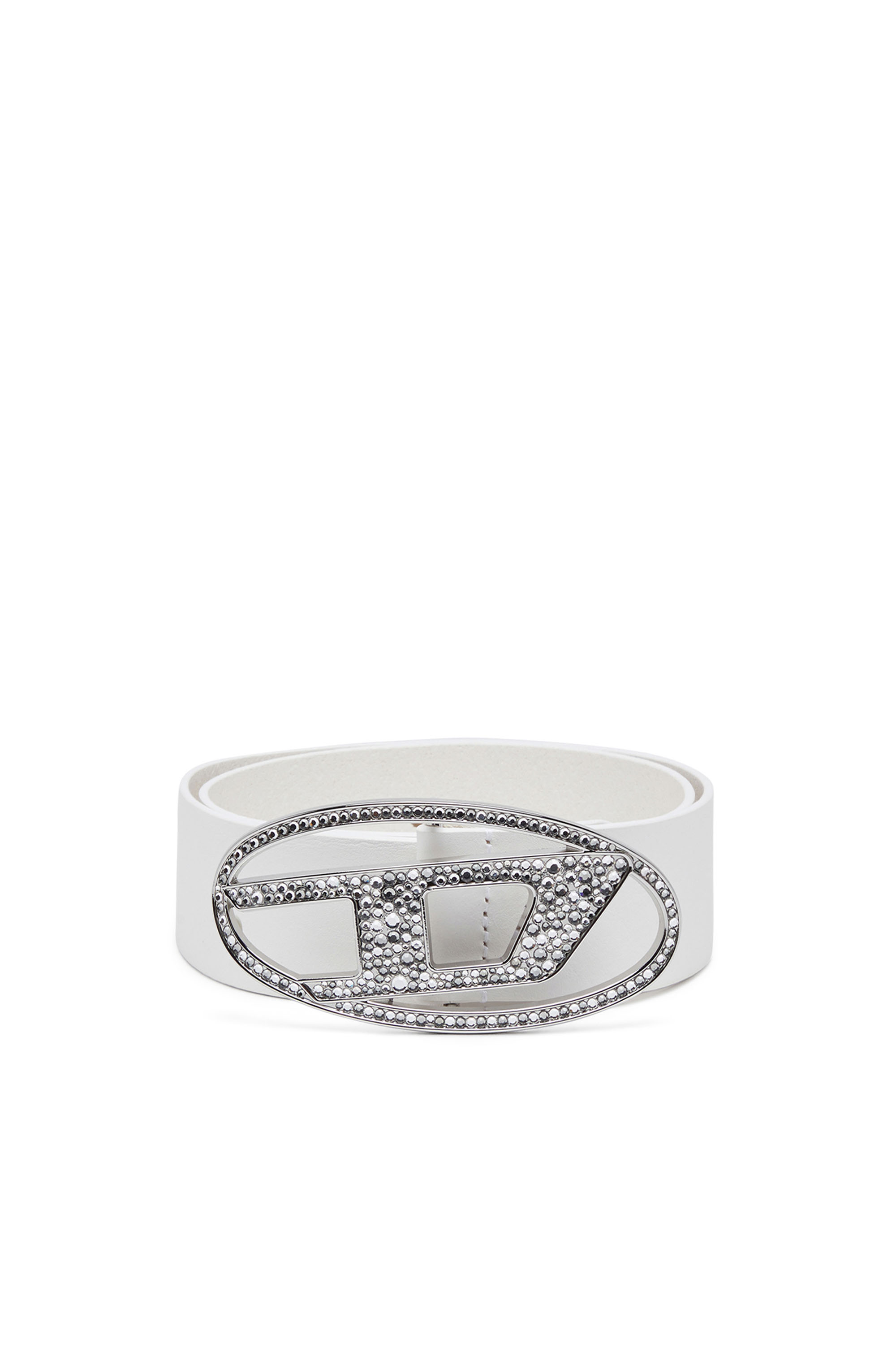 Diesel - B-1DR STRASS, Cintura in pelle con da strass Donna in Bianco - 1